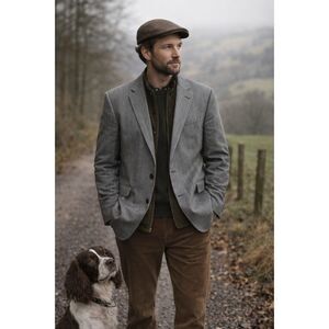 Barbour Gray Stripe Wool Blazer Jacket  Mens Size 48